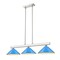 Z-Lite Cobalt Billiard, 3-Light, 14 In.W x 46 In.L x 8 In.H, Brushed Nickel/Electric Blue 152BN-MEB - alternate 1